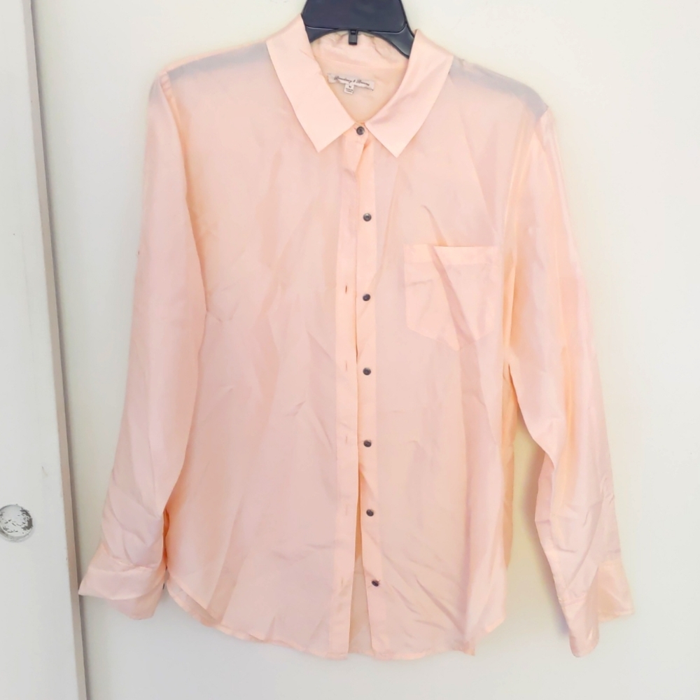 Madewell / Broadway & Broome Pink Silk Buttondown